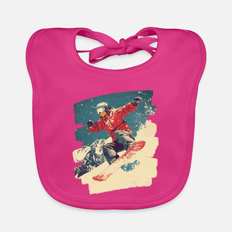 Snowboarder poudreuse Bavoir bio Bébé