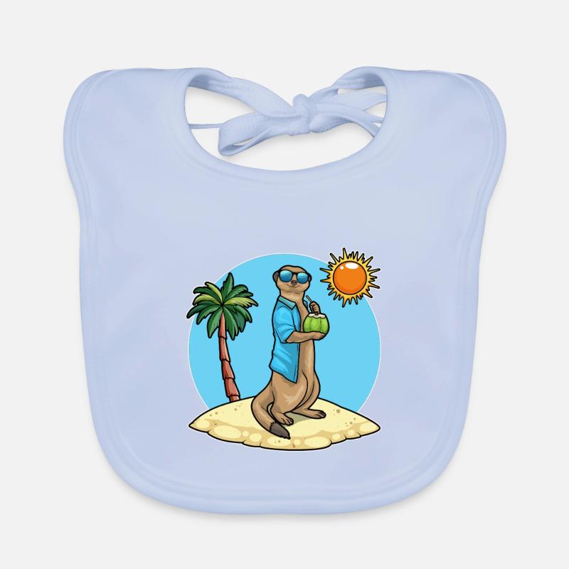 Erdmännchen Strand Kokosnuss Sommer Bavoir bio Bébé