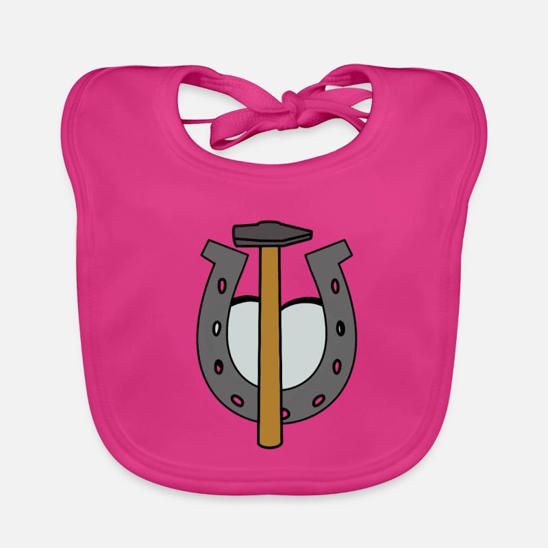 Sabot Cheval Maréchal-ferrant Fer à cheval Forgeron Forgeron - Bavoir bio Bébé - fuchsia