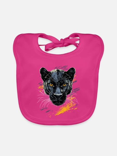 Panther Leopard Raubkatze Süße Großkatze Panter - Baby Bio-Lätzchen - Fuchsia - Vorne