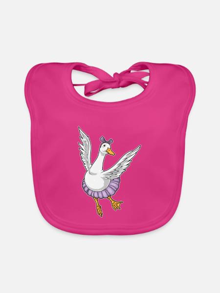 Canard Ballerine Ballet Danse - Bavoir bio Bébé - fuchsia - Devant
