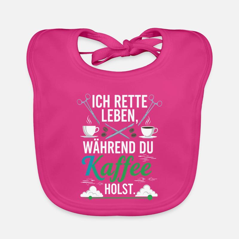 Ich rette Leben während du Kaffee holst - Spruch - Baby Bio-Lätzchen - Fuchsia