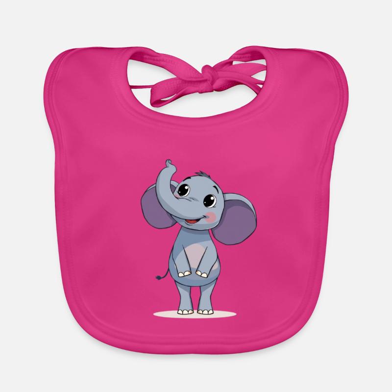 Cute Elephant Graphic Design Organic Baby Bibs