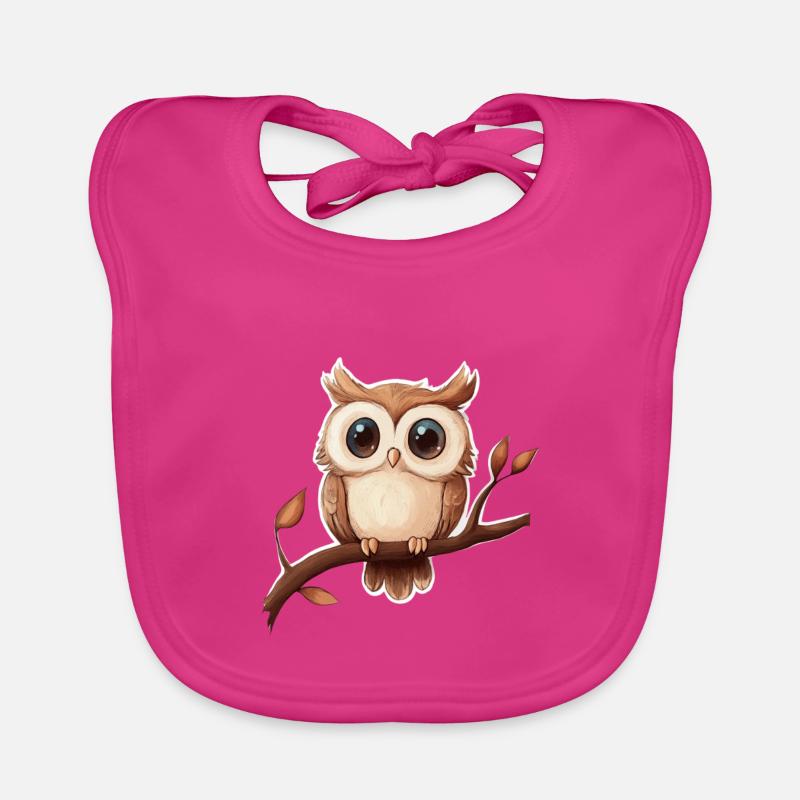 Eule - Baby Bio-Lätzchen - Fuchsia