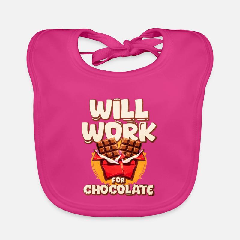 Will Work for Chocolate Illustration Baby Bio-Lätzchen