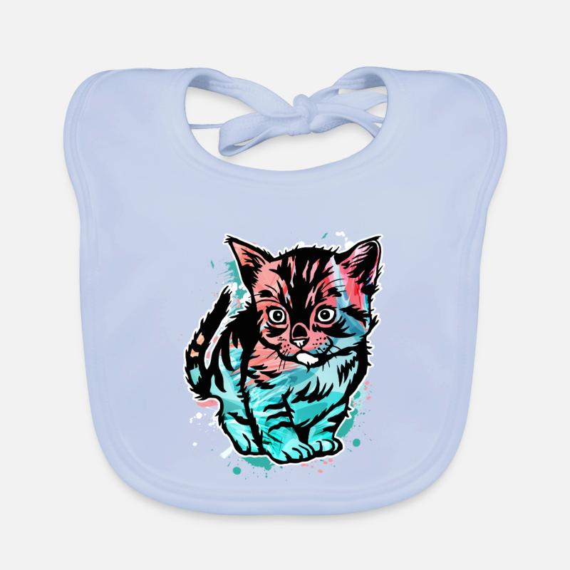 Chat coloré Bavoir bio Bébé
