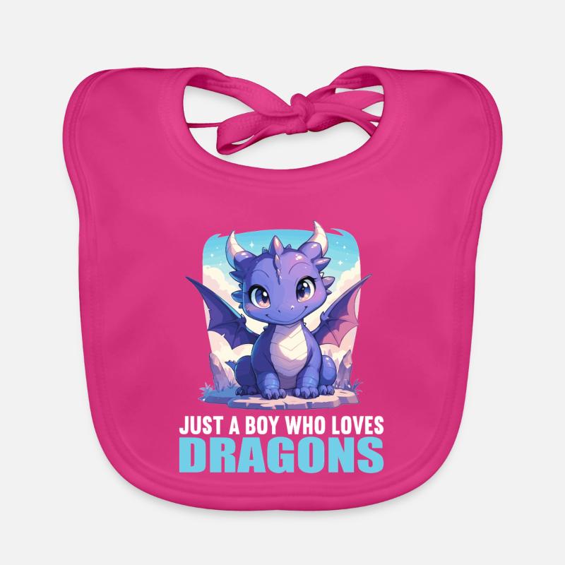 Drachen Drache - Baby Bio-Lätzchen - Fuchsia