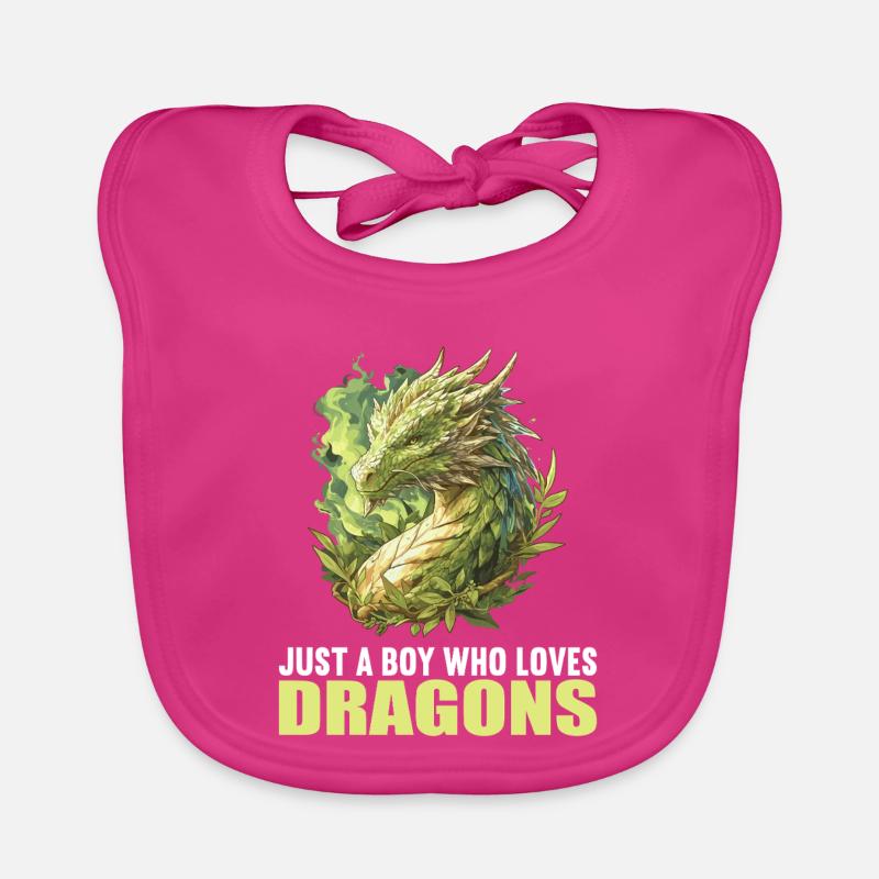 Drachen Drache - Baby Bio-Lätzchen - Fuchsia