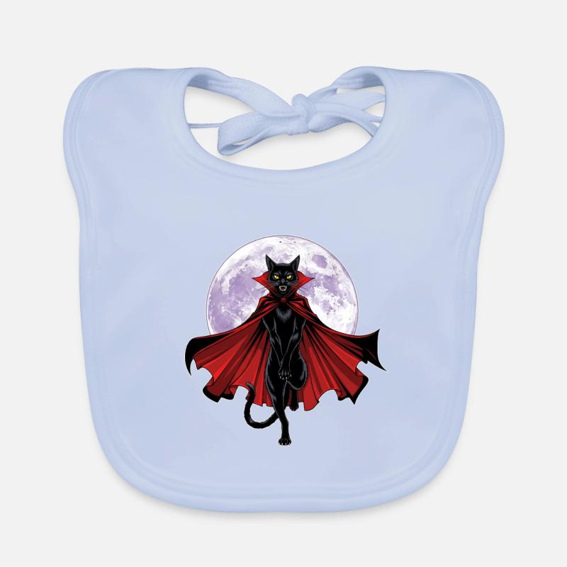 Chat vampire graphique avec cape devant une pleine lune Bavoir bio Bébé
