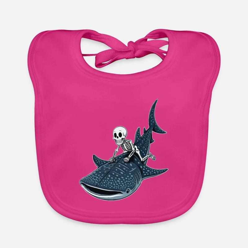 Squelette sur requin baleine Rhincodon - Bavoir bio Bébé - fuchsia
