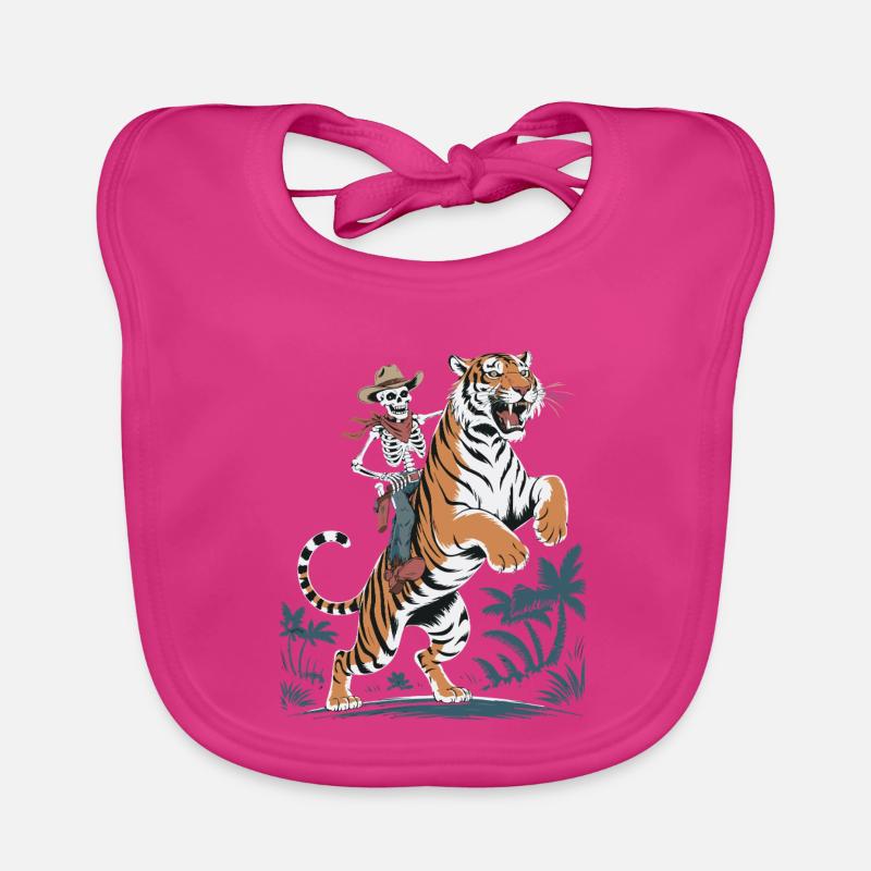Adventurous skeleton with tiger Organic Baby Bibs