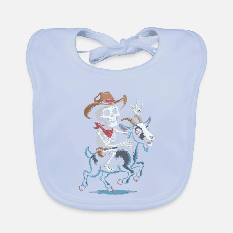 Skeleton cowboy on goat Organic Baby Bibs