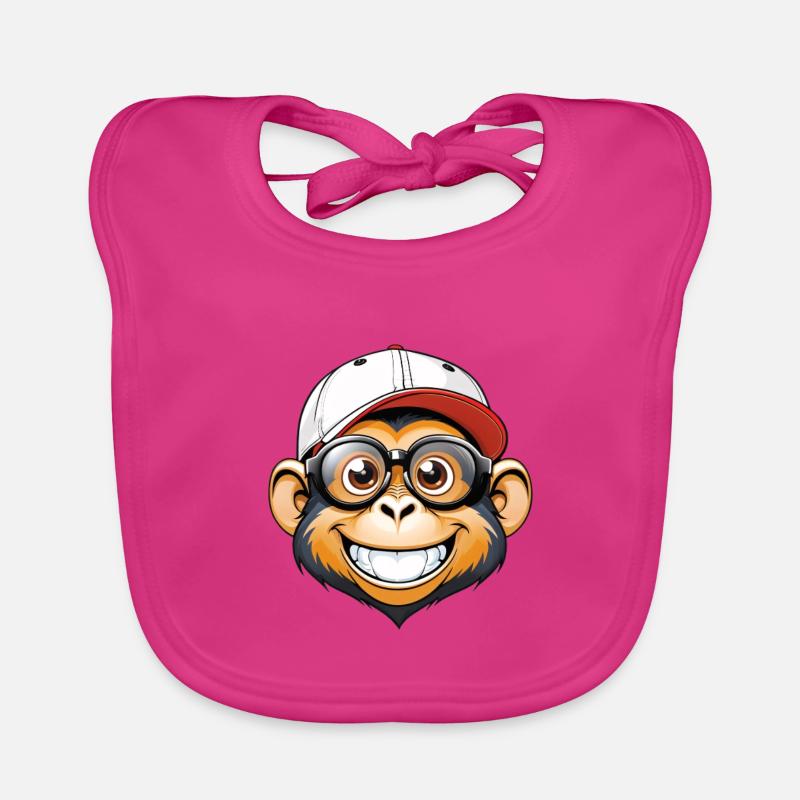Monkey with cap and glasses Organic Baby Bibs
