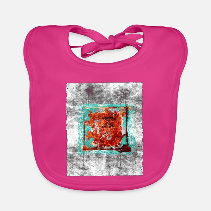 Rust square on grey texture Organic Baby Bibs
