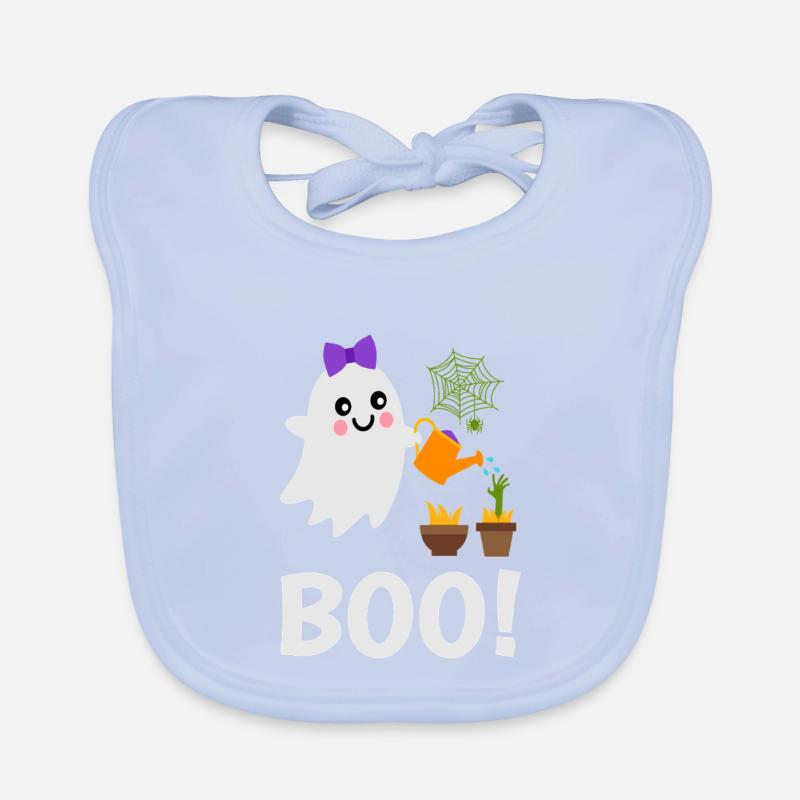 Cute Ghost Boo! Water the ghost plants Organic Baby Bibs