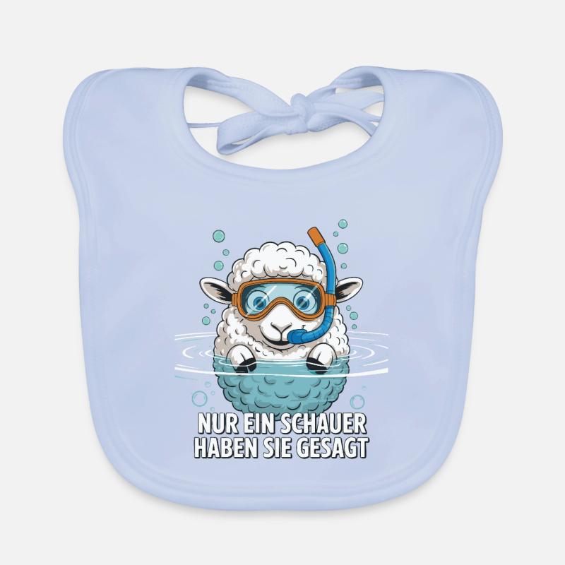 Diver sheep motif with saying Organic Baby Bibs