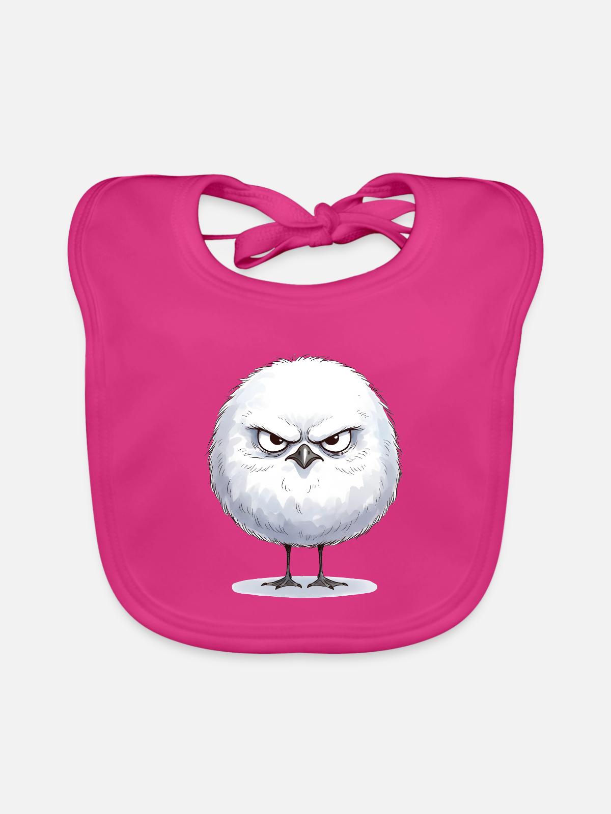 Grimmige runde Möwe - Baby Bio-Lätzchen - Fuchsia - Vorne