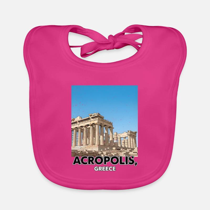 Acropolis Greece Poster Organic Baby Bibs