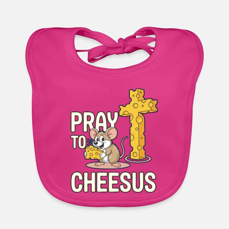 Priez le cheesus – Croix de souris et de fromage Bavoir bio Bébé