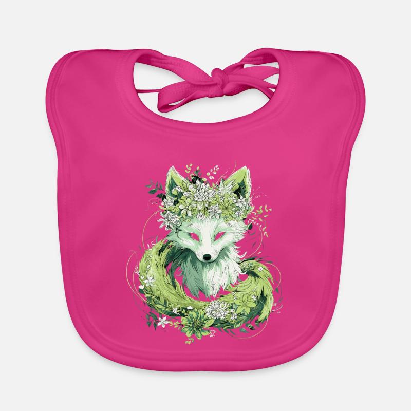 Kitsune renard boho fleurs naturelles Bavoir bio Bébé