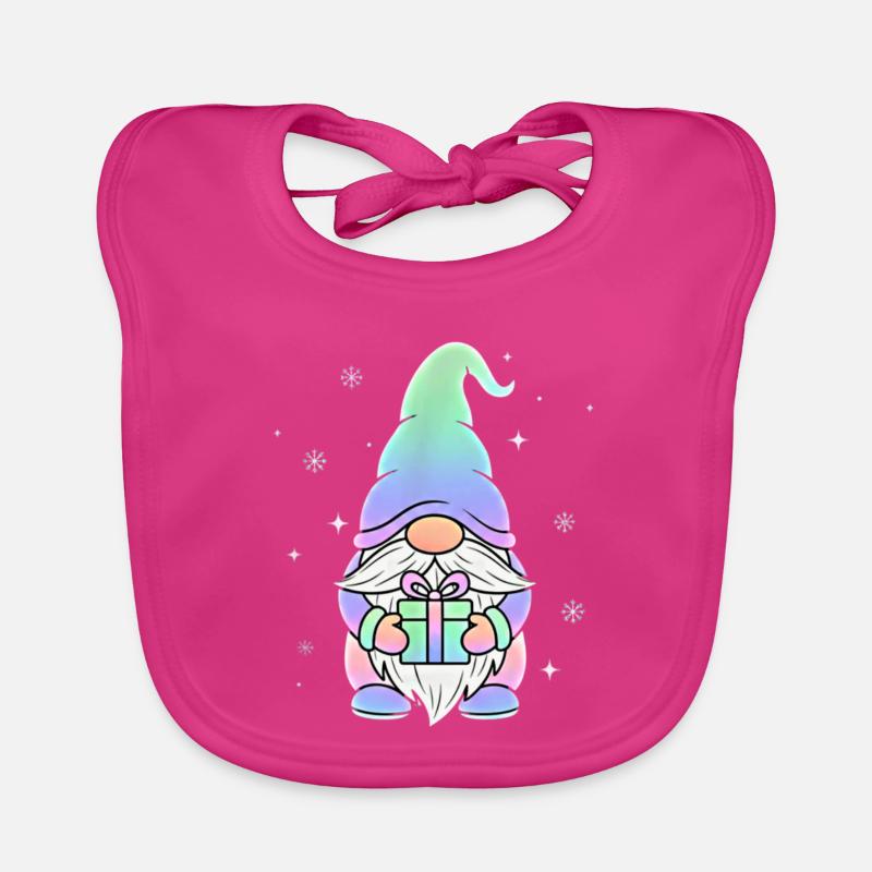 Christmas Gnome Pastel Gradient Organic Baby Bibs