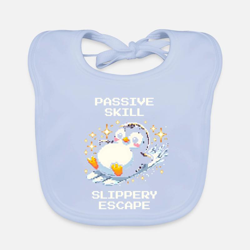 Slippery Escape | Penguin Skill Humor Organic Baby Bibs
