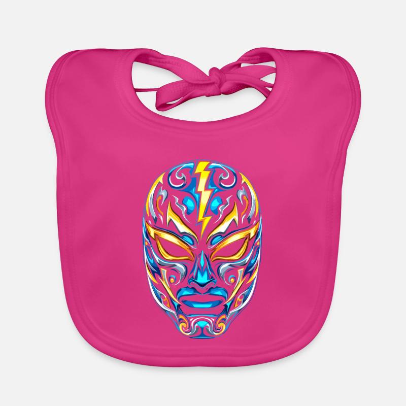 Masques Flash Lucha Bleu Néon Or Bavoir bio Bébé