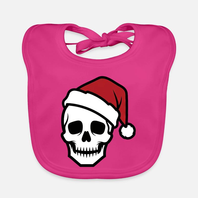 Creepy Skeleton with Santa Hat Biker Horro Organic Baby Bibs