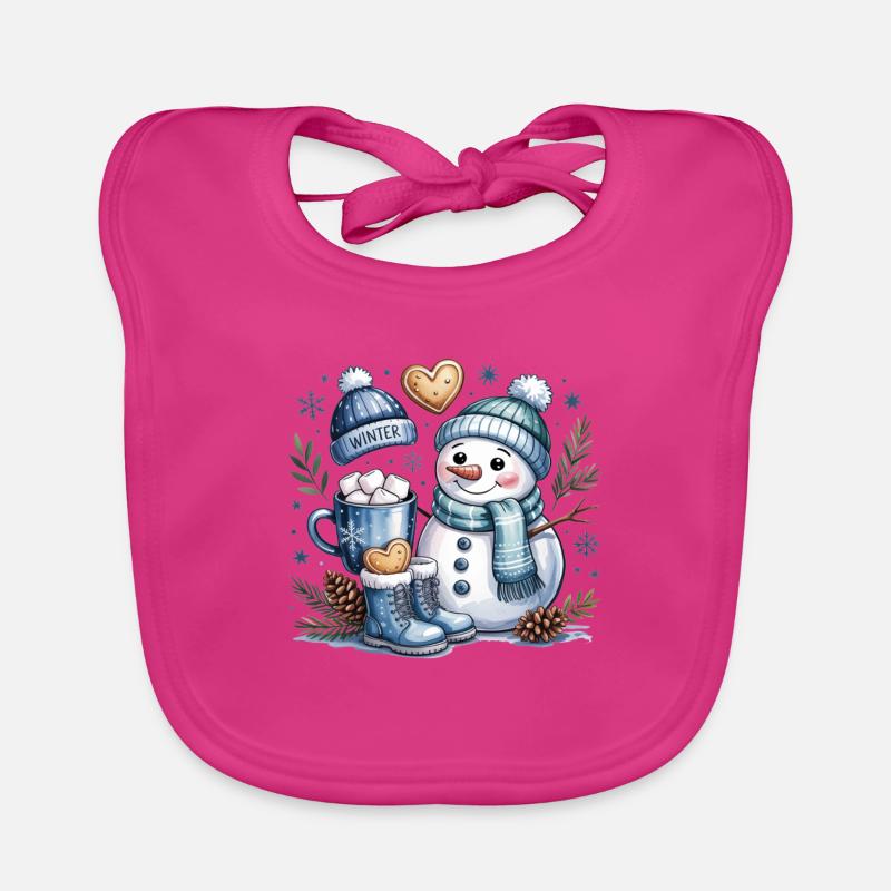 Winter Magic Snowman Cocoa Organic Baby Bibs