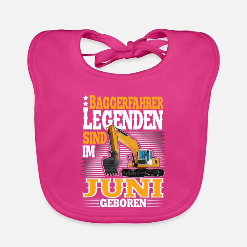 Baggerfahrer Geburtstag Juni - Baby Bio-Lätzchen - Fuchsia