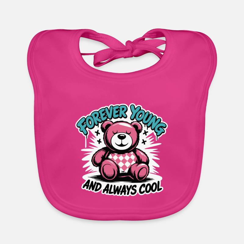 Forever Young Teddy Bear Graphic Organic Baby Bibs