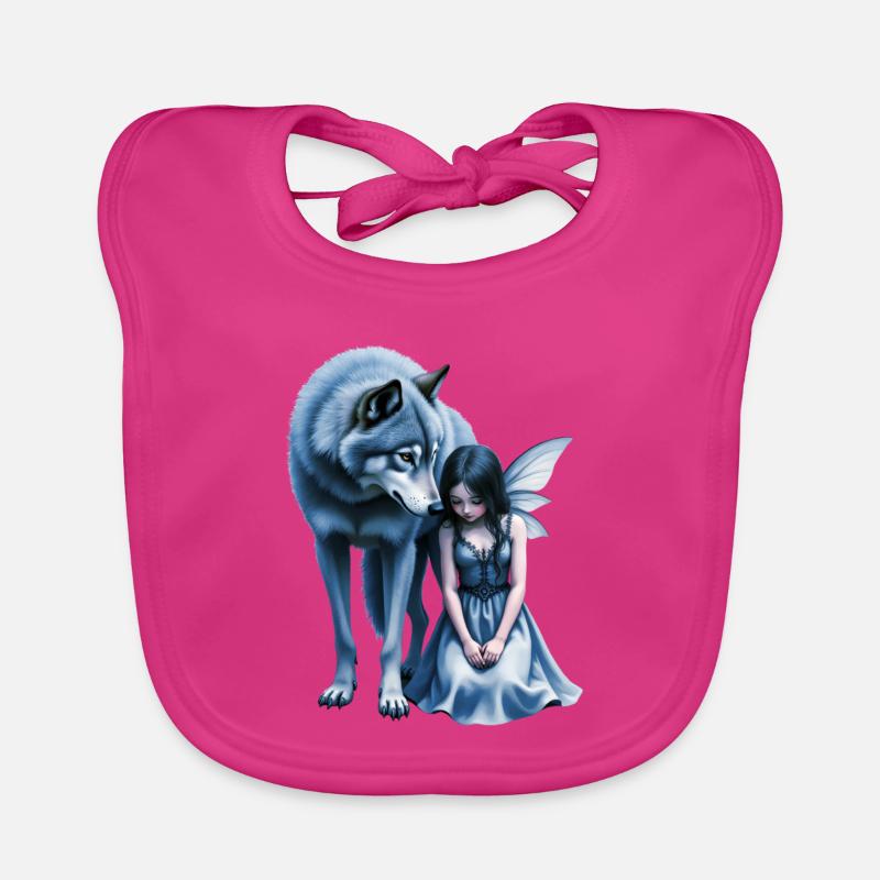 Blauer Wolf und Nachtfee Baby Bio-Lätzchen
