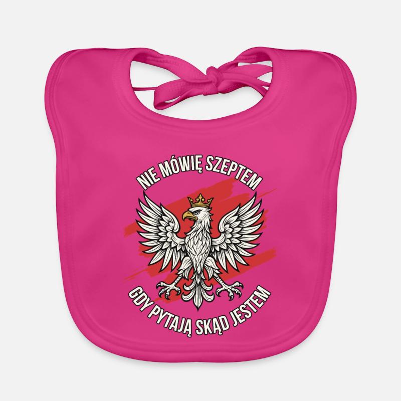 Polish Eagle Pride Statement Design - Organic Baby Bibs - fuchsia