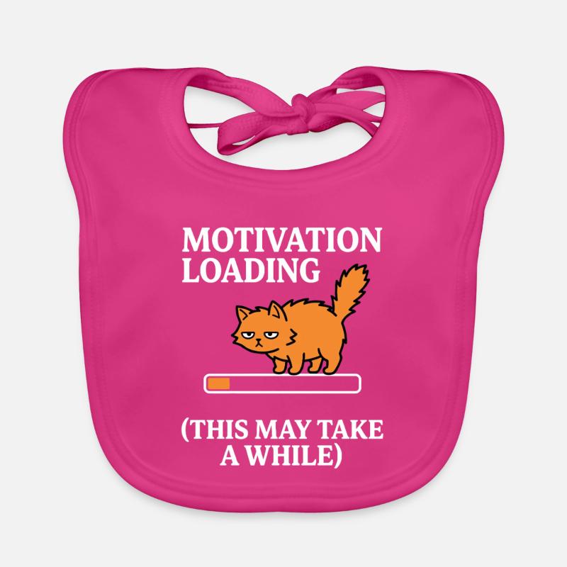 Motivation Loading Müde Katze mit Ladebalken Baby Bio-Lätzchen