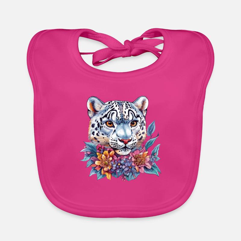 Tête de léopard avec couronne de fleurs Bavoir bio Bébé