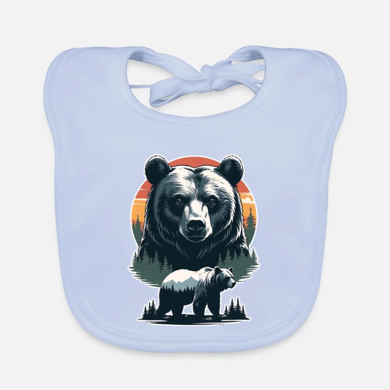 Forest bear at sunset Organic Baby Bibs
