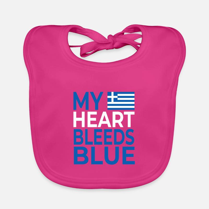 Mon cœur saigne bleu Grèce Bavoir bio Bébé