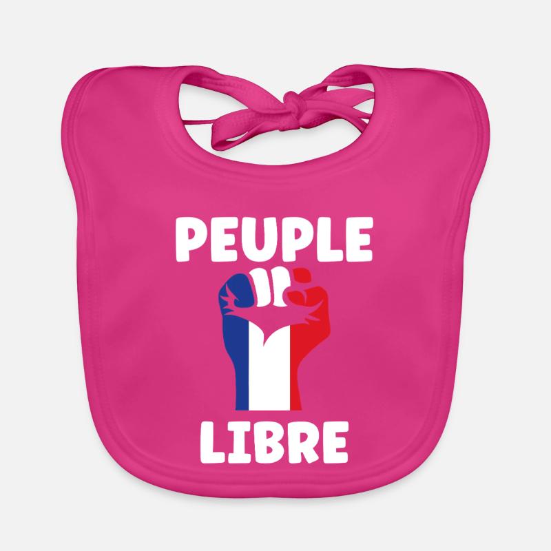 Peuple Libre Tricolore - Bavoir bio Bébé - fuchsia