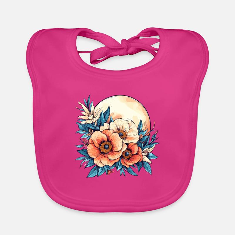 Moonlight Flower Circle Organic Baby Bibs