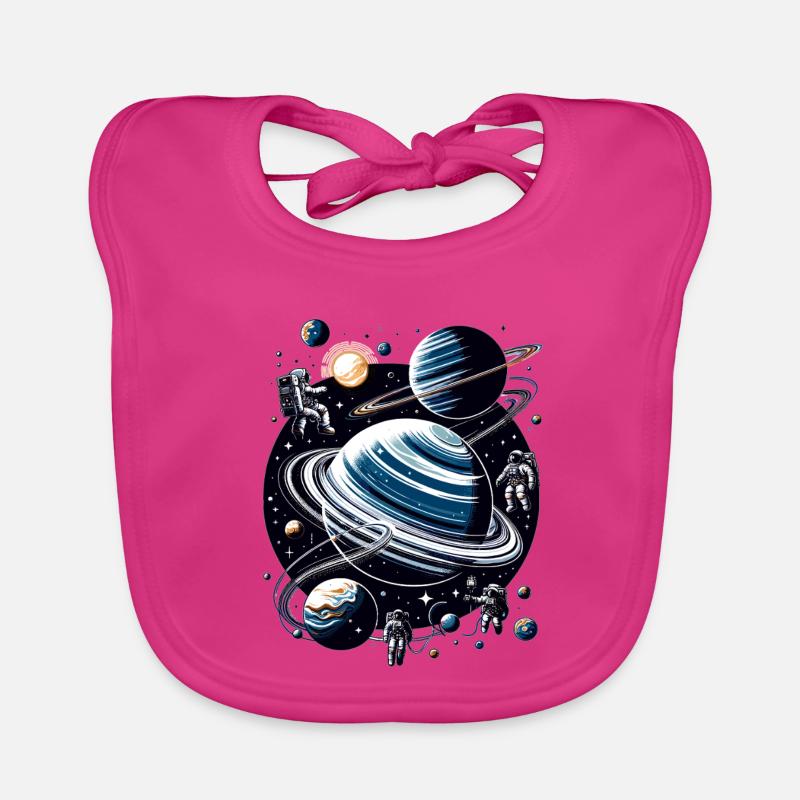 Ringplaneten Orbit: Astronauten - Baby Bio-Lätzchen - Fuchsia
