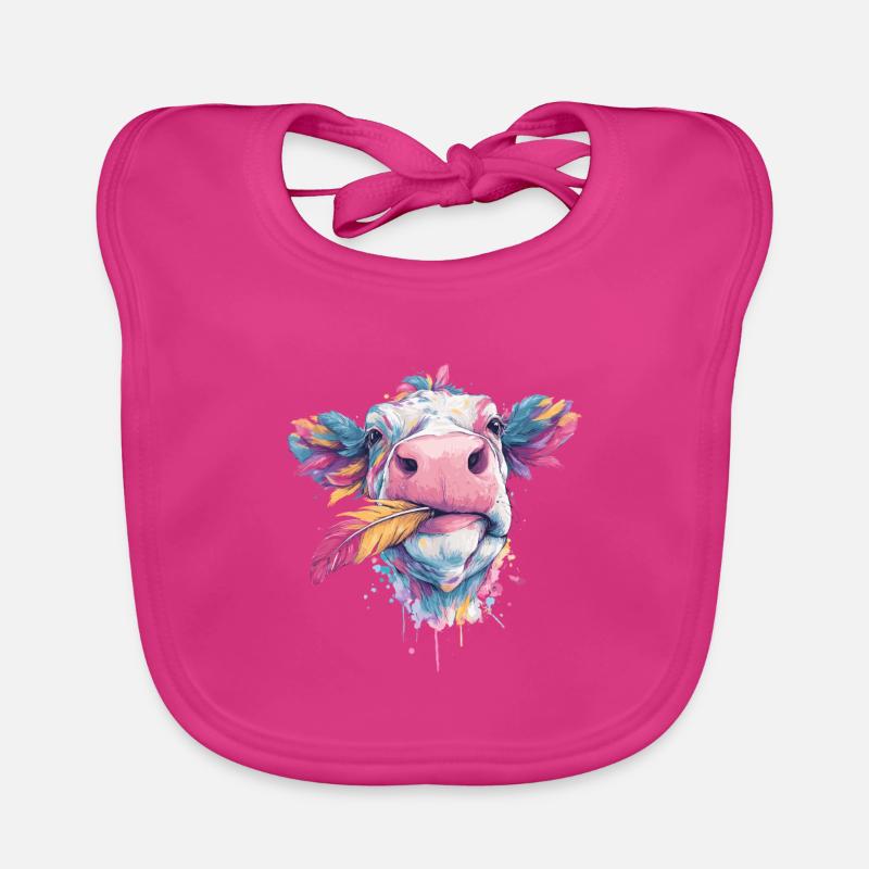 Regenbogen Kuh mit Federkleid Baby Bio-Lätzchen