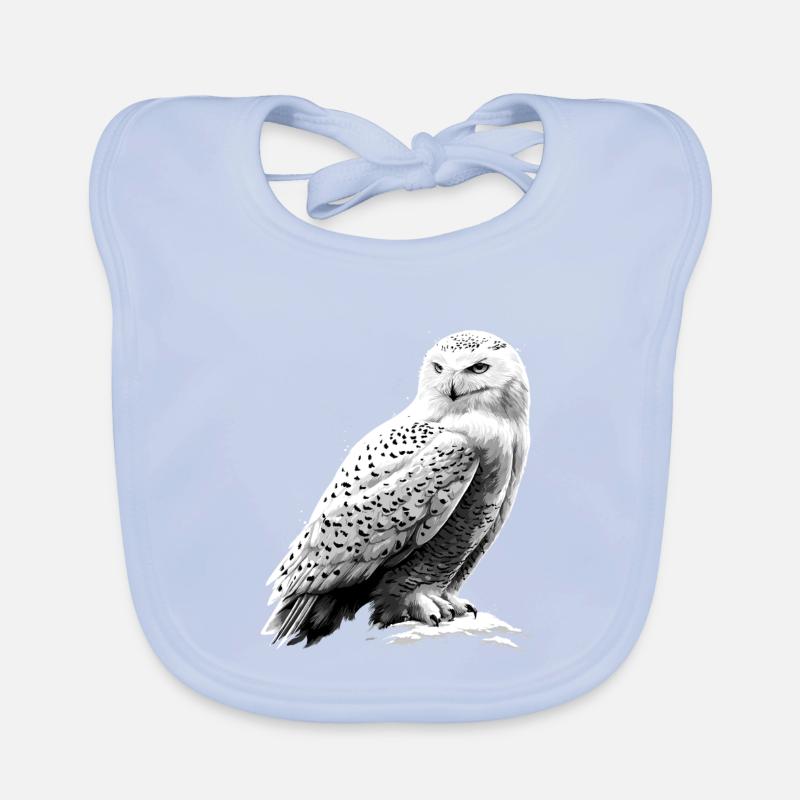 Schneeeule Weiße Eule Kauz Uhu Owl Schnee Eulen Baby Bio-Lätzchen