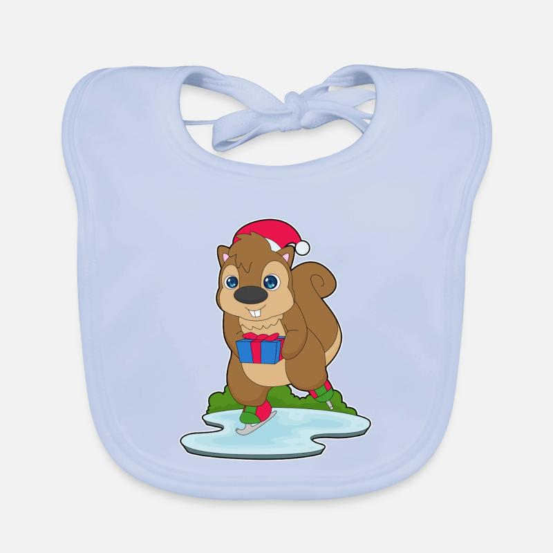 Eichhörnchen Weihnachten Eislaufen Baby Bio-Lätzchen