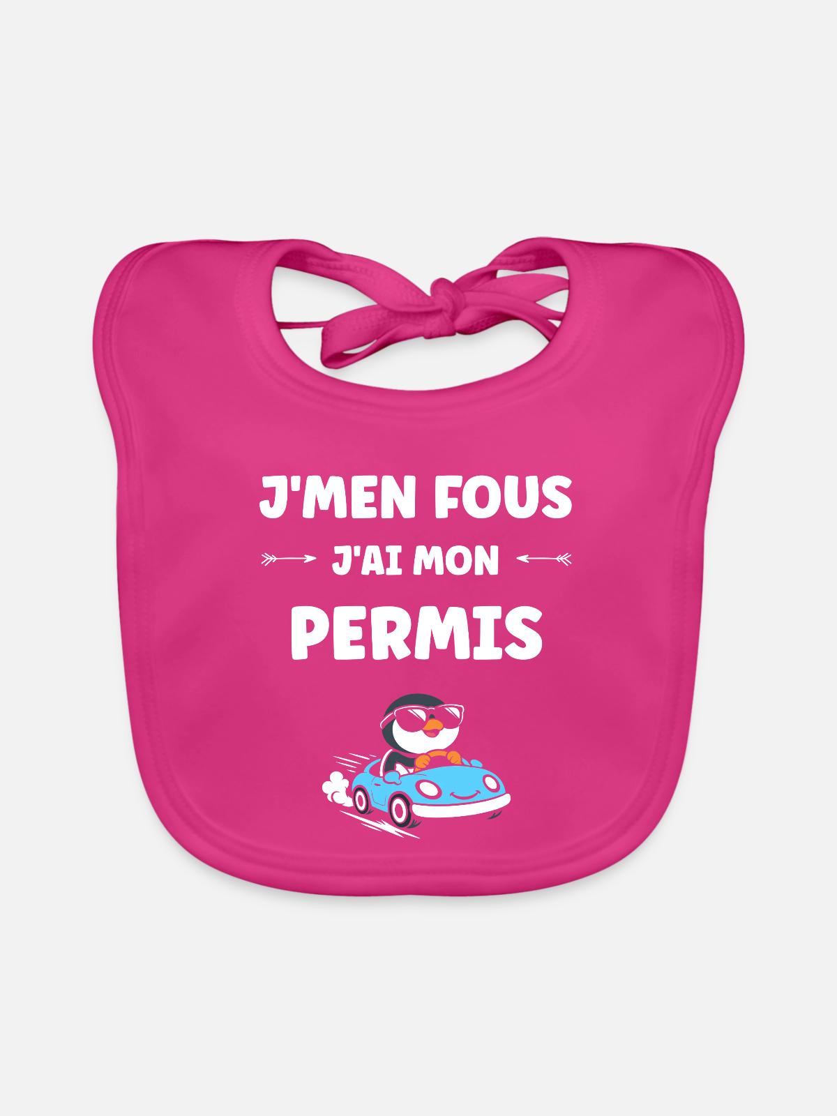 Führerschein-Humor - Baby Bio-Lätzchen - Fuchsia - Vorne