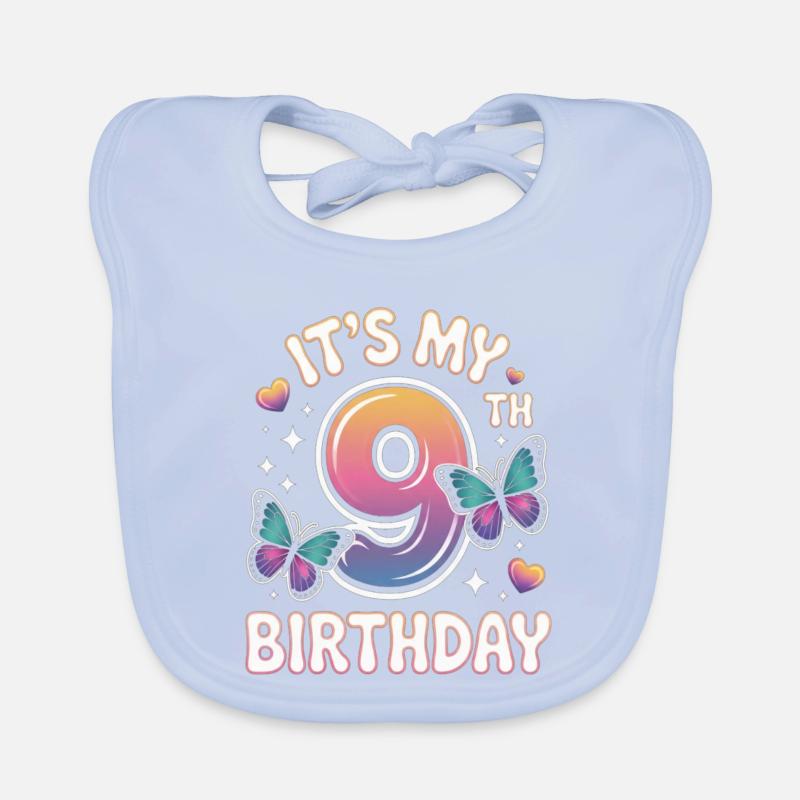 Neunter Geburtstag Farbkreis 9 Baby Bio-Lätzchen