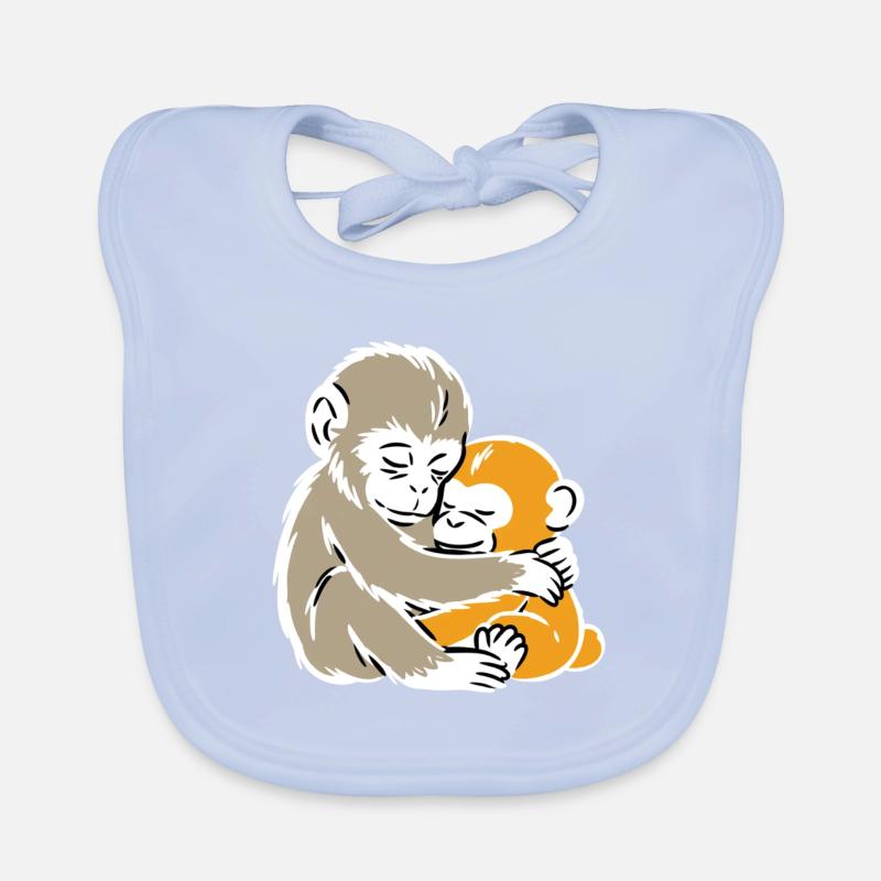 Monkey Hug Duo Illustration Baby Bio-Lätzchen