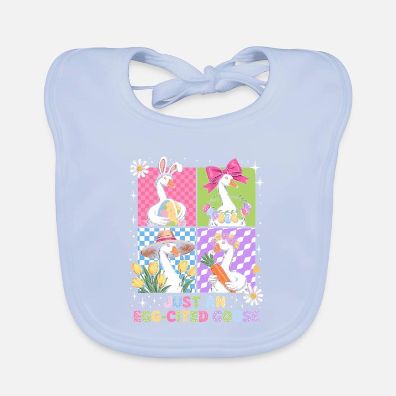 Eierfreudige Gans im Vier Panel Baby Bio-Lätzchen