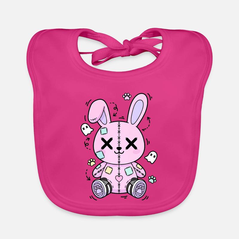 Gothic Bunny Weirdcore Dark Horror Animal Doll Baby Bio-Lätzchen