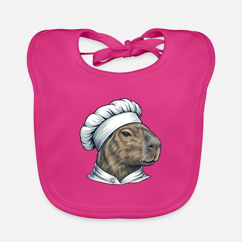 Motif de dessin animé de chef capybara Bavoir bio Bébé
