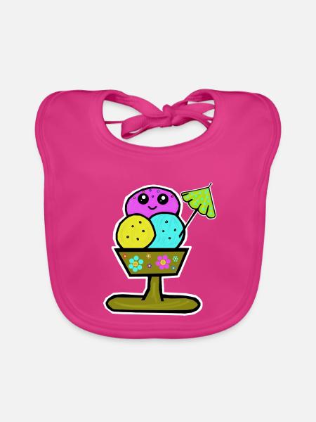 Bunter Eisbecher Eiscreme Eiskreme Eis - Organic Baby Bibs - fuchsia - Front